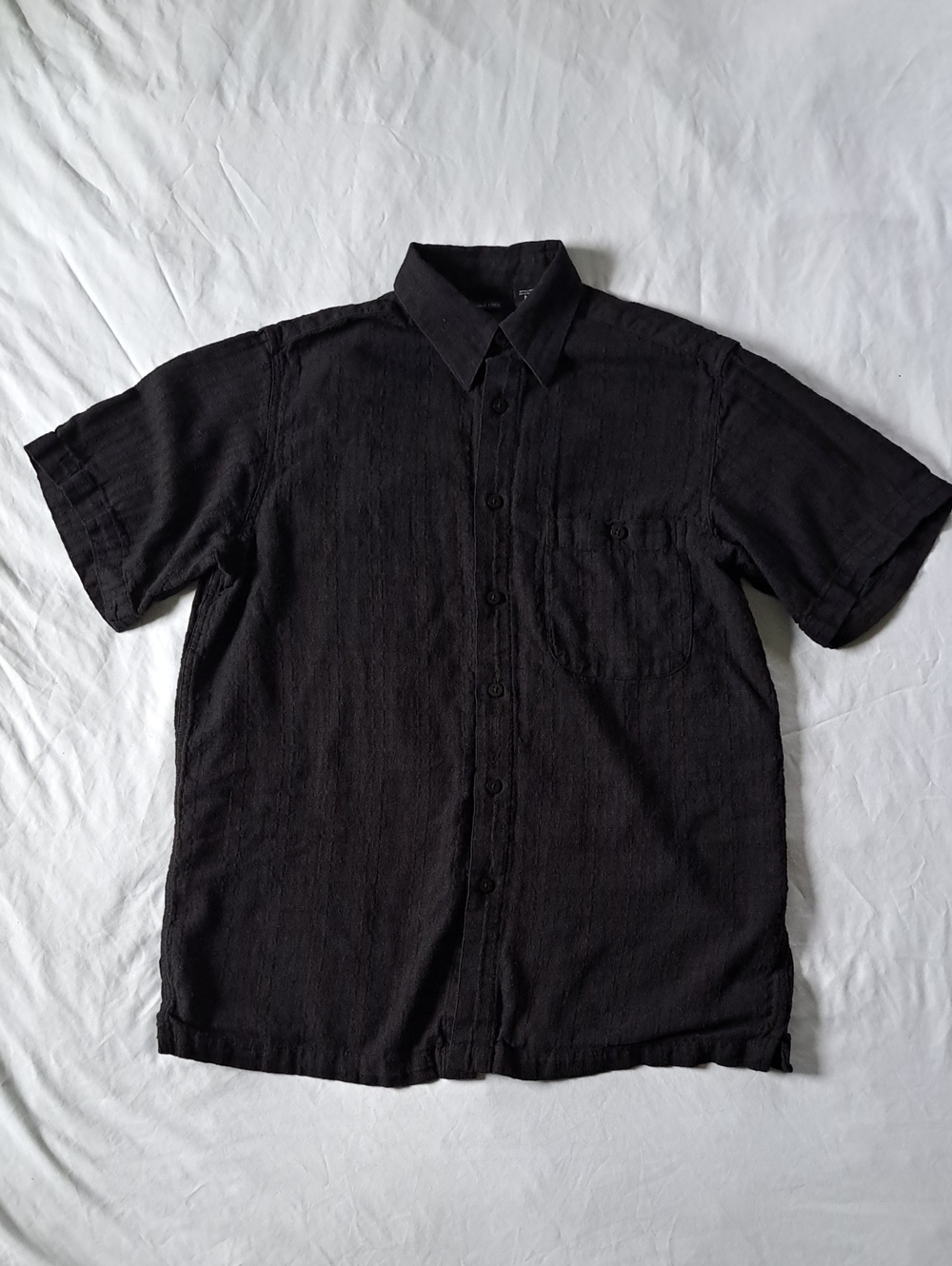 ​Marc Edwards Men's Black Linen Blend Short Sleeve Button Down Shirt Size M